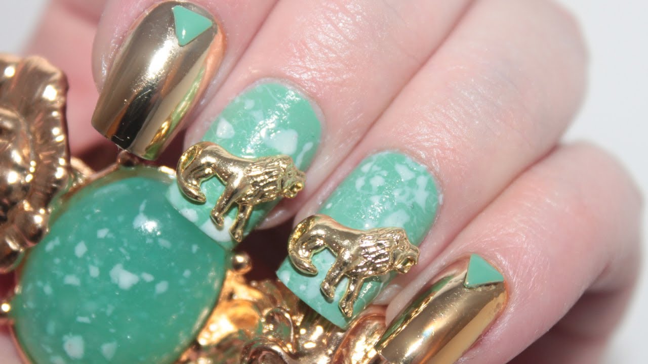 Ancient Jade Nail Art Tutorial + Custom Nail Studs