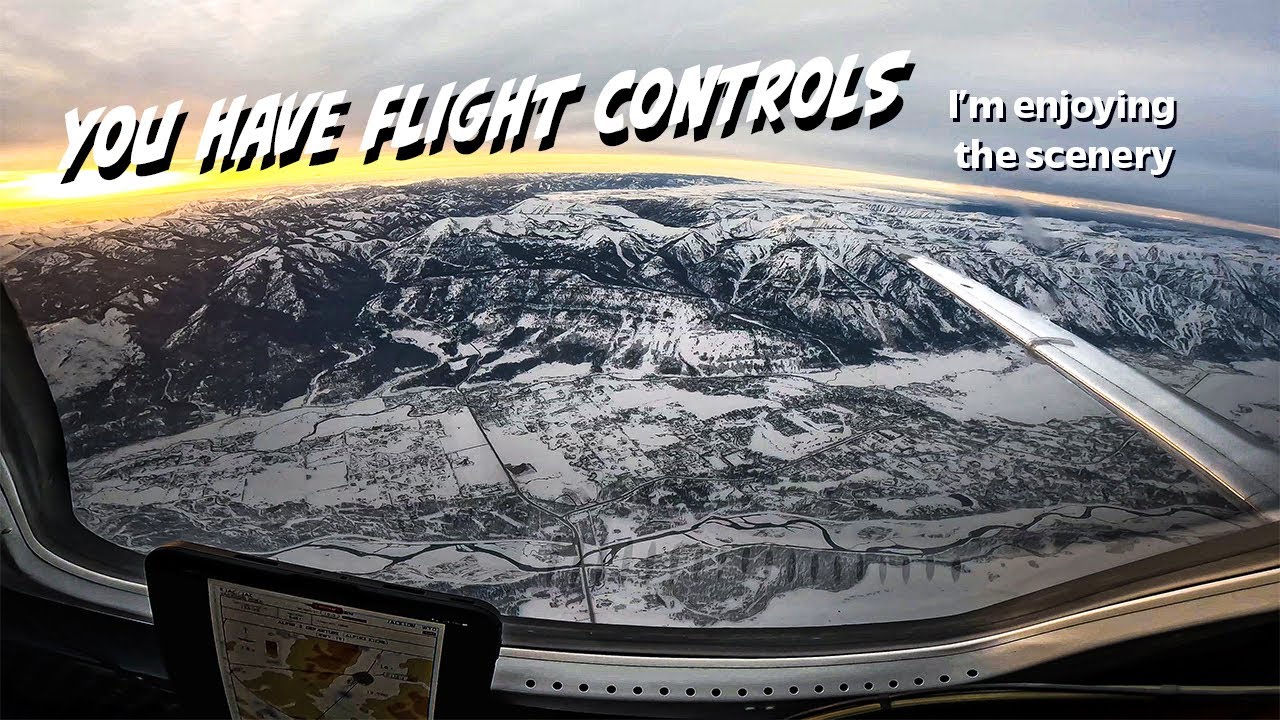Pilots Perspective Taxi and Takeoff from Awesome Snowy Mountains
