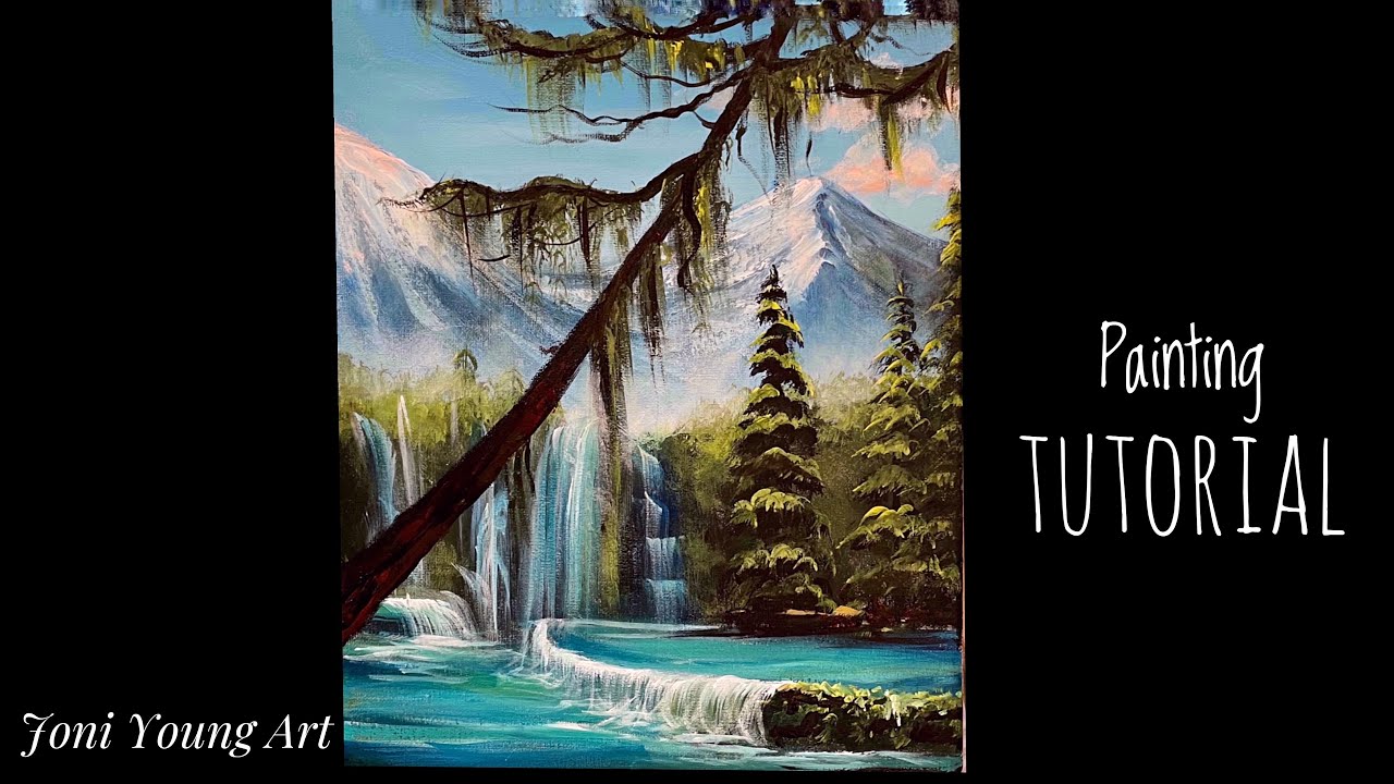 How To Paint Rocky Mountain Landscape ~ Forest & Waterfalls 🎨