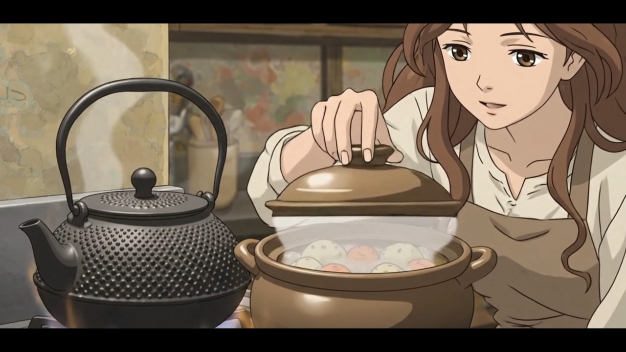 Cozy Night in the Village Kitchen: Warm Milk Soup & Fireplace | Ghibli-Style ASMR