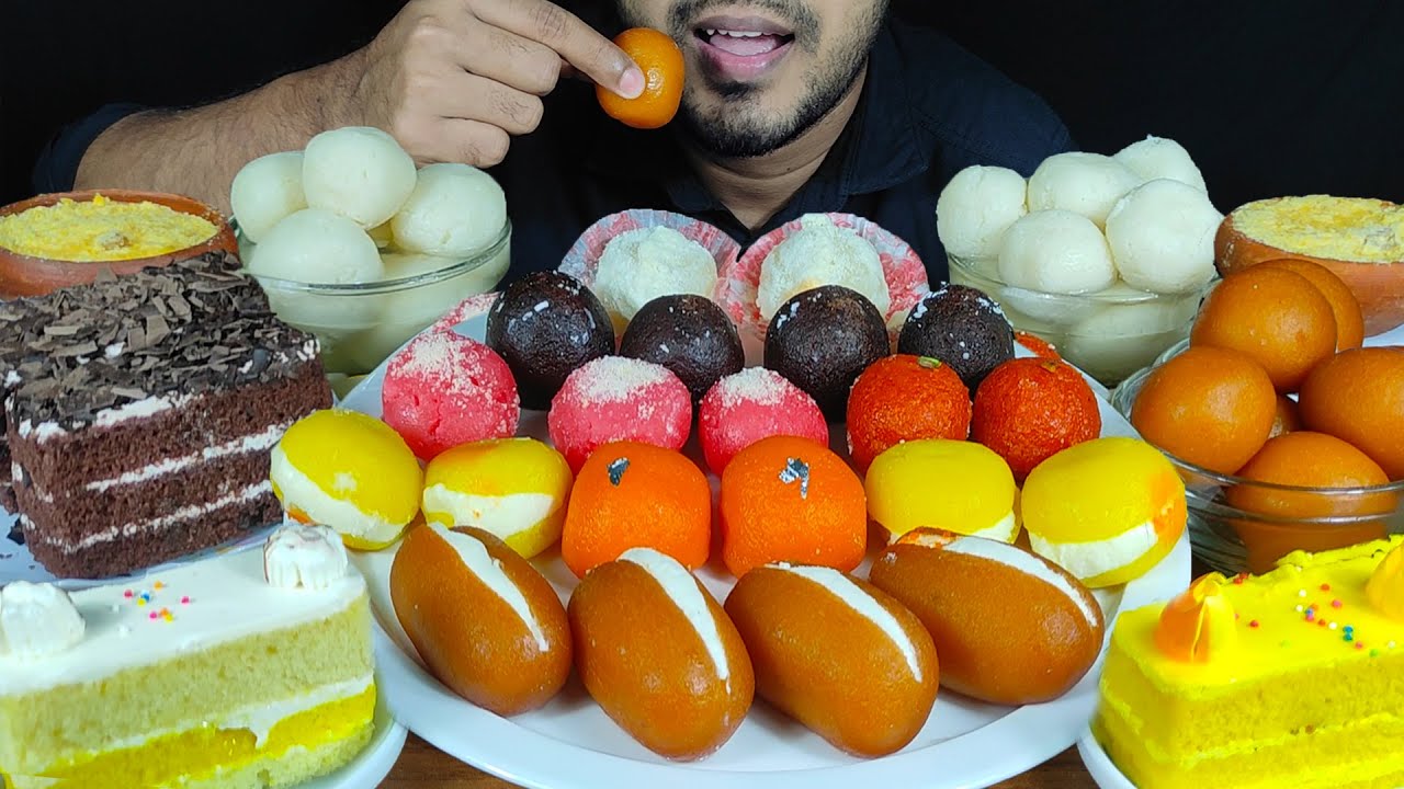 EATING SWEETS/DESSERTS | RASGULLA, GULAB JAMUN, CREAM JAMUN, LADDU, LAL MOHAN,FIRNI, PASTRY | SOUNDS