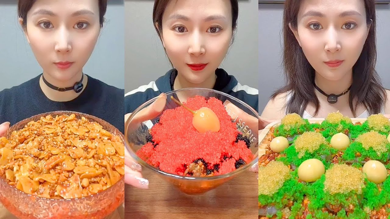Chinese Colorful Fish Roe & Spicy Seafood ASMR | Crunchy Eating Sounds #88