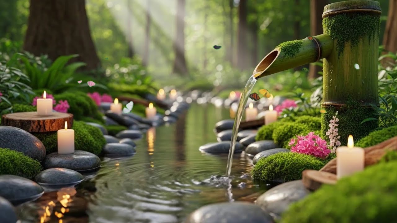 Healing of the Mind 🌿 Bamboo Water Sounds & Relaxing Music, Anxiety Relief