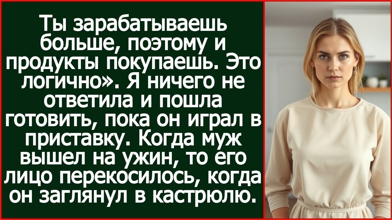 Ты зарабатываешь больше, поэтому и продукты покупаешь. Это логично. Сказал муж