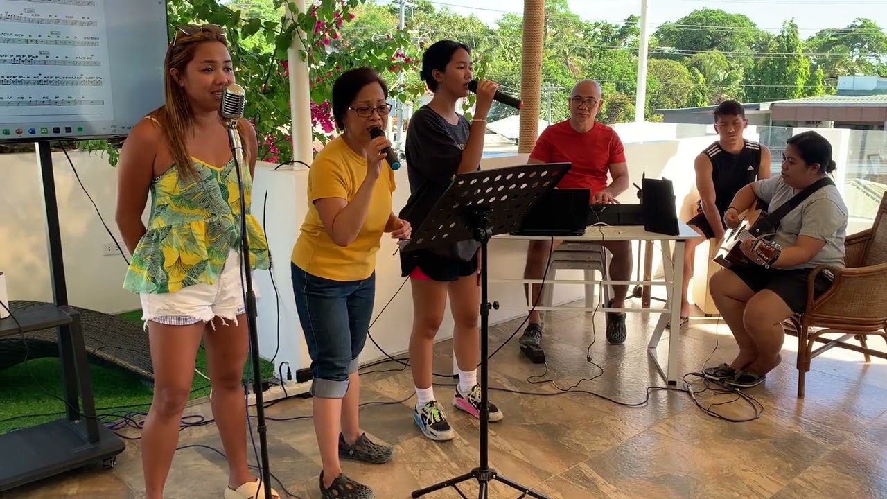 Our Worship Team Rehearsing Goodness of God for tomorrow's Service #ccfboracay #BTS