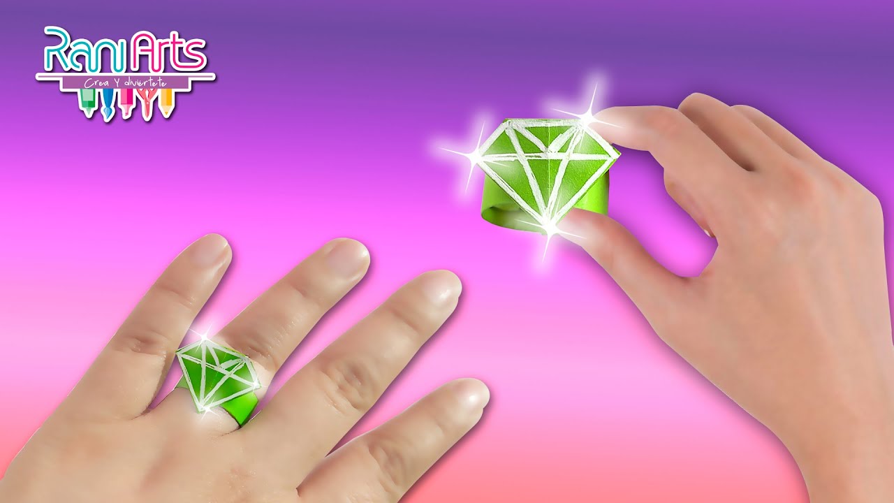 Haz ANILLO DE DIAMANTE ORIGAMI - anillos de papel super fáciles