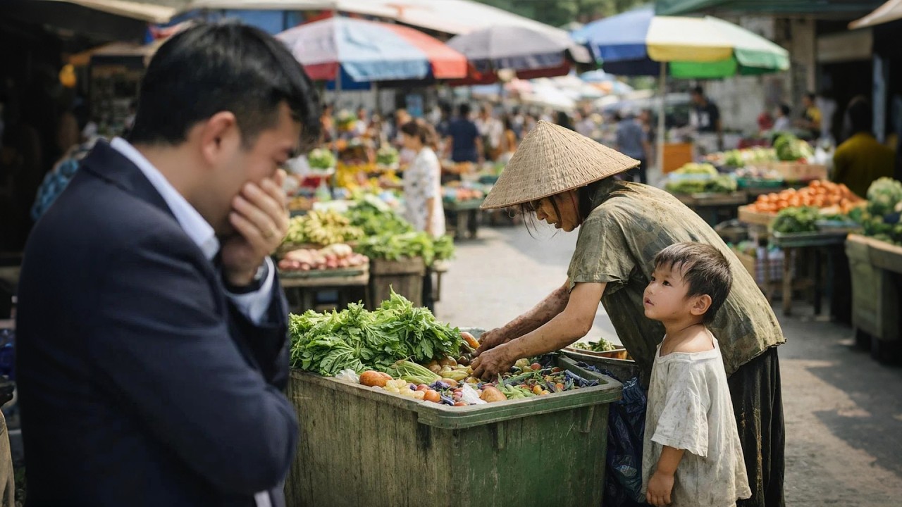 Tỷ Phú Lén Về Thăm Con, Rơi Nước Mắt Thấy Vợ Cũ Nhặt Thức Ăn Thừa Của Người Ta Về Cho Con Ăn.