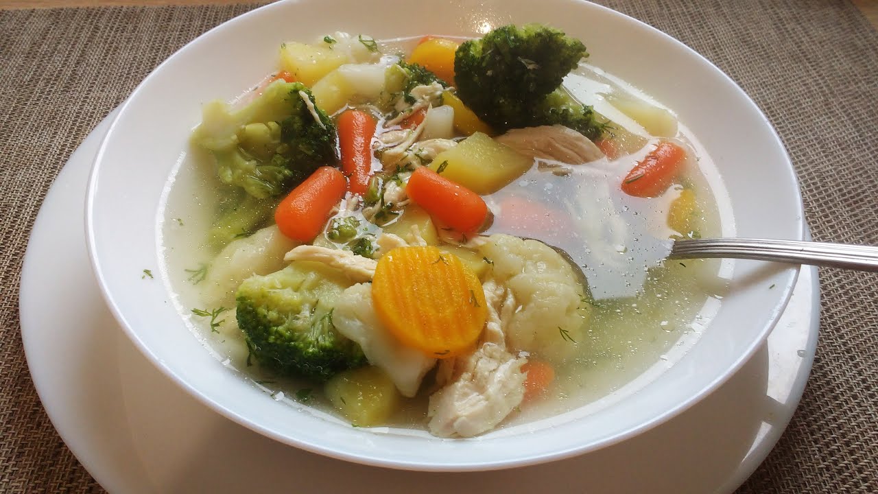 Куриный суп с замороженными овощами. Вкусно и полезно!!!  Chicken soup with frozen vegetables.