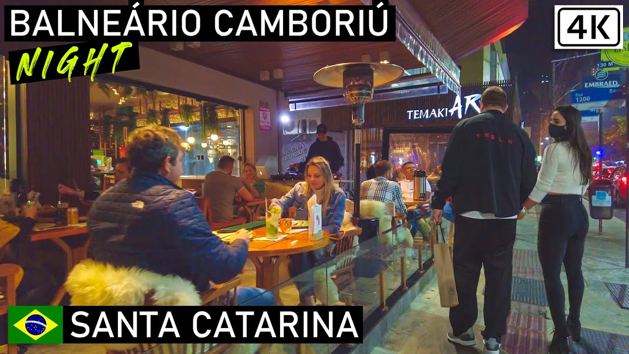 Прогулка по Балнеариу-Камбориу в воскресенье ночью. 🇧🇷 | Санта-Катарина, Бразилия | 【4K】 2021 г.