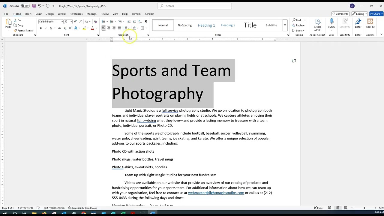 Video   Word 1G Sports Photography Assessment PC and Mac Grader Activity