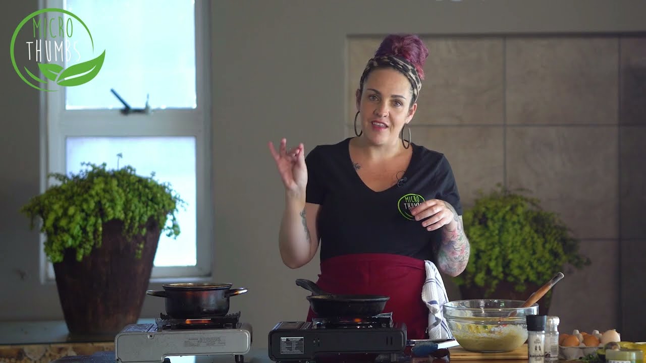 MicroThumbs Microgreen Pesto Sweetcorn Fritter Benedict by Roxi Wardman