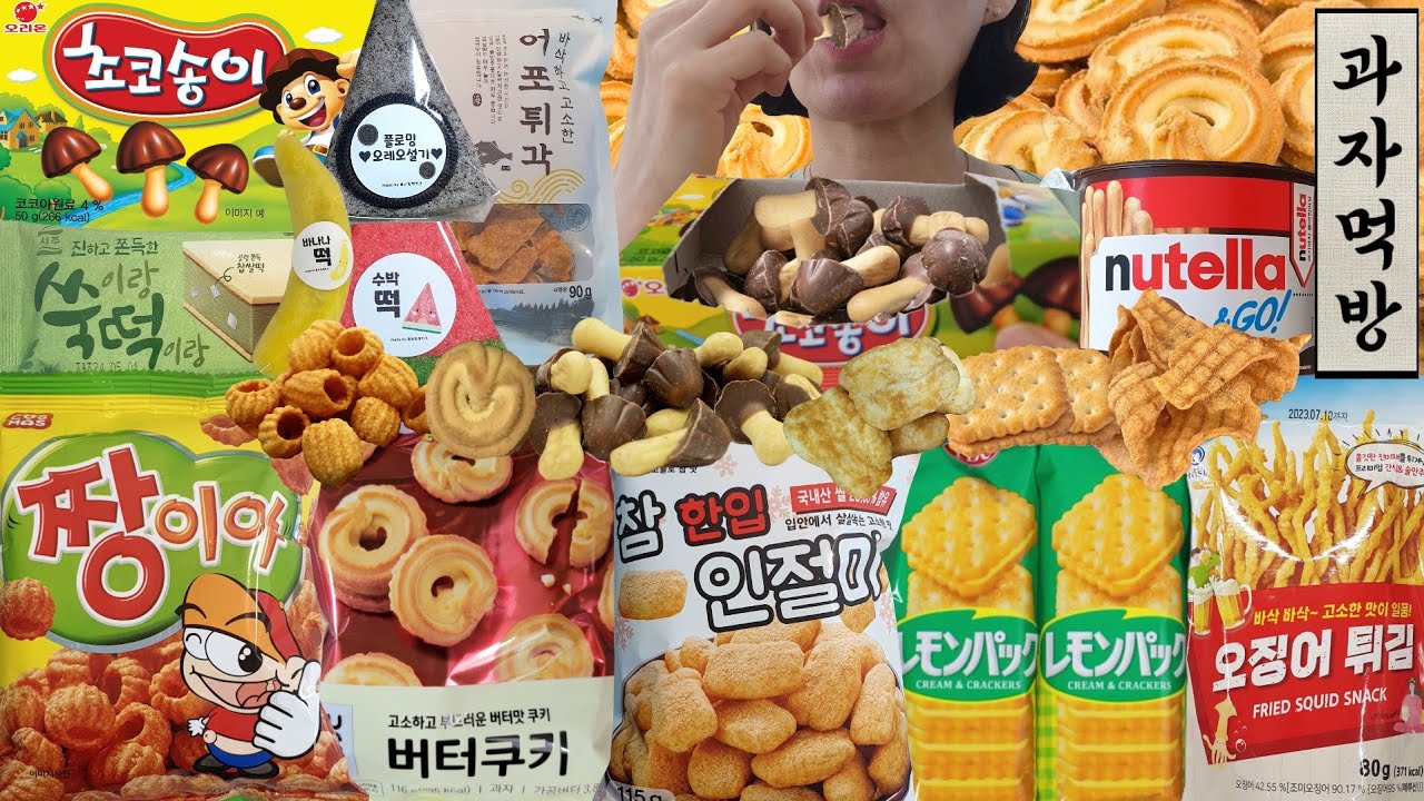 [과자먹방 모음집] 과자 떡 아이스크림 다 모은 영상🍪 버터쿠키 초코송이 레몬크림비스켓 짱구과자 누텔라 인절미 오레오 바나나떡 과자먹방 떡먹방 MUKBANG VLOG ASMR