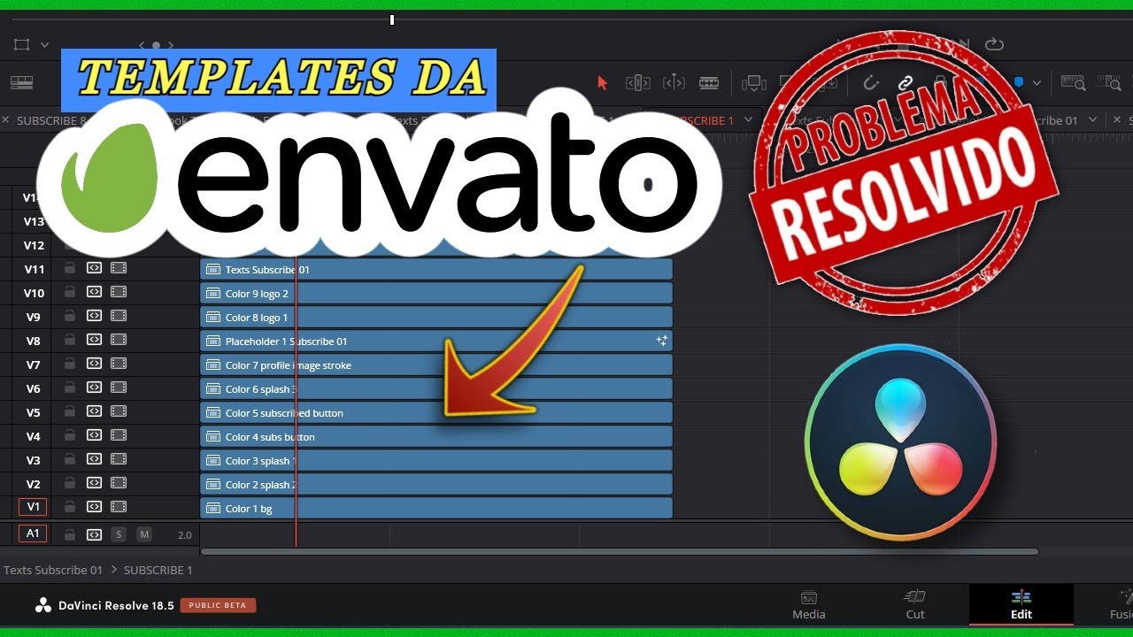 Como resolver problemas nos templates de DaVinci Resolve da Envato Elements