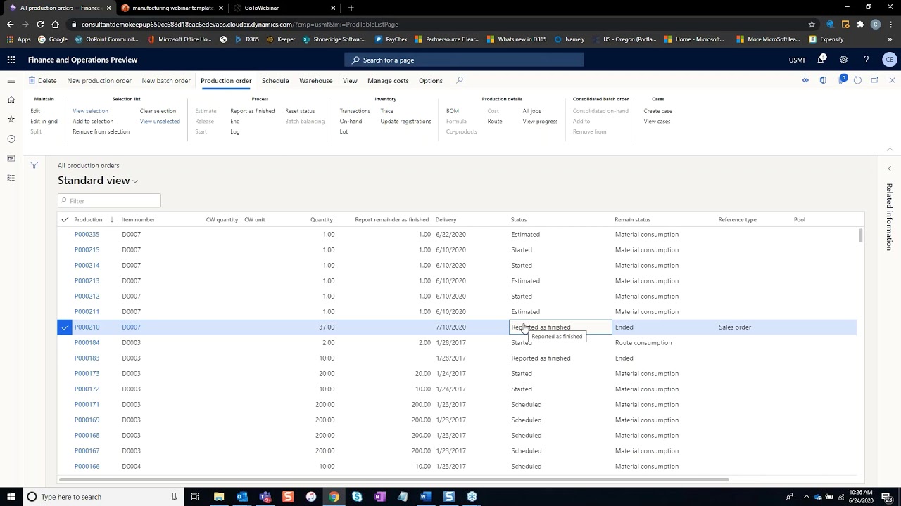 Калькуляция себестоимости продукции с помощью Dynamics 365