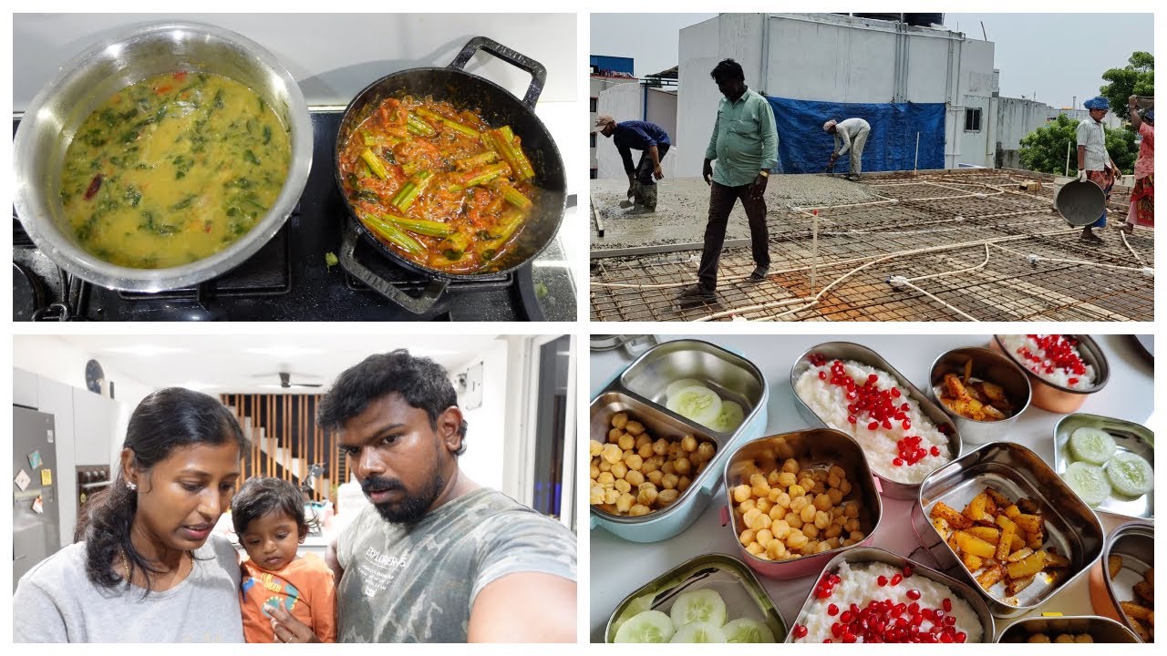 Pudhu Veedu Roof potachu/Keerai Kozhambu and Drumstick Thokku/ Dinner Routine