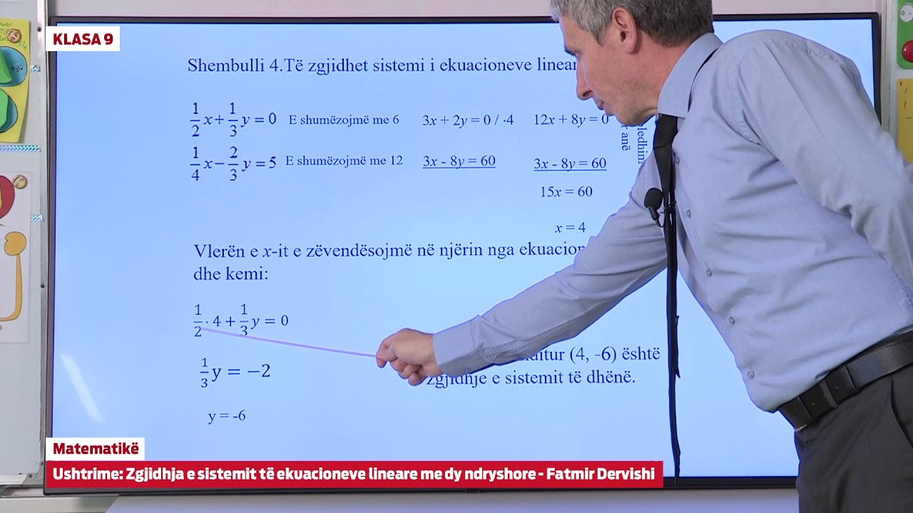 9107 Matematikë - Ushtrime - Zgjidhja e sistemit të ekuacioneve lineare me dy ndryshore