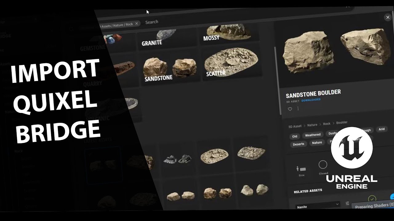 Unreal Engine 5 - Importer des Assets - Objets et Textures avec Quixel Bridge