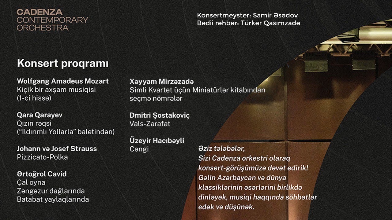 Cadenza orkestrinin (Cadenza Contemporary Orchestra) klassik musiqi konsert