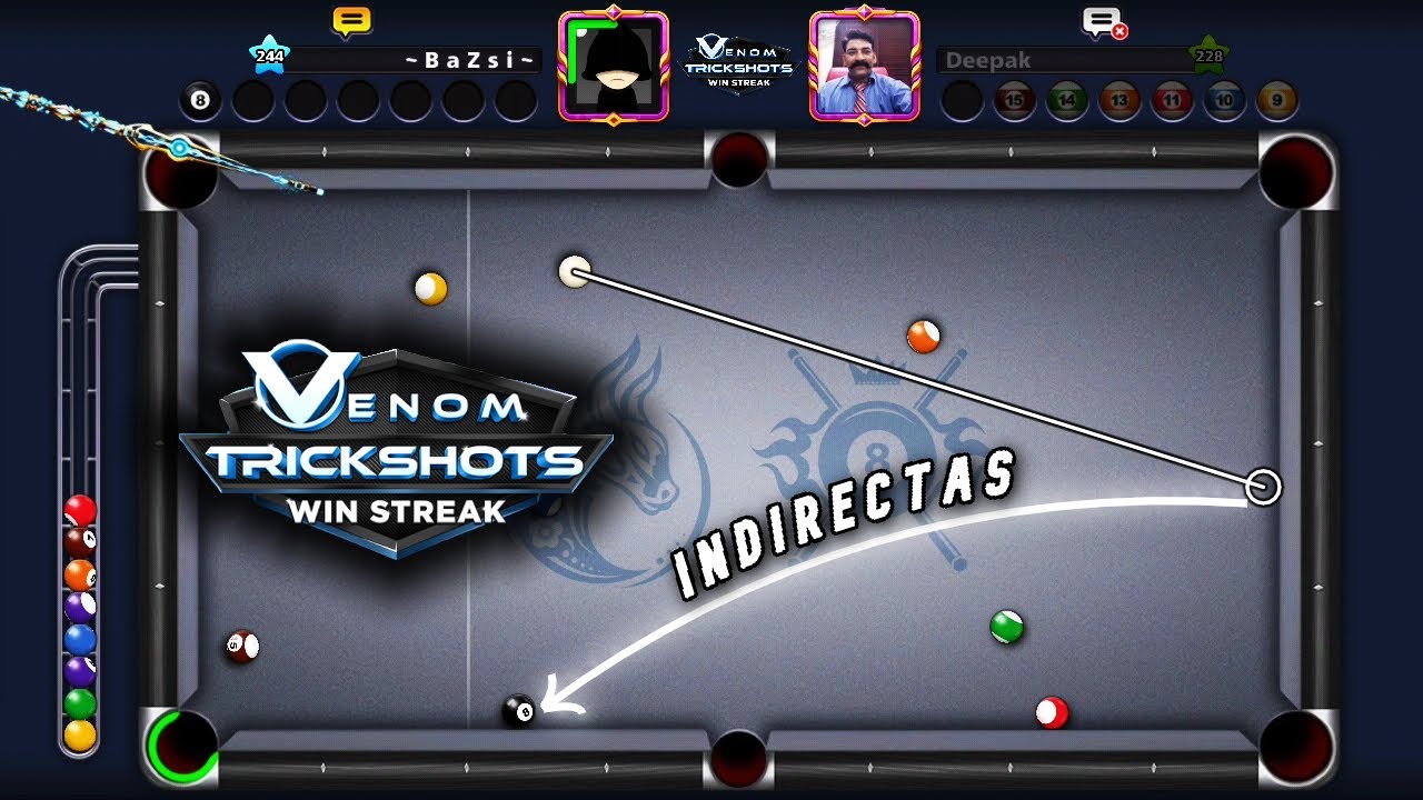 Barrida a INDIRECTAS en evento *venom trickshot* - 8 Ball pool