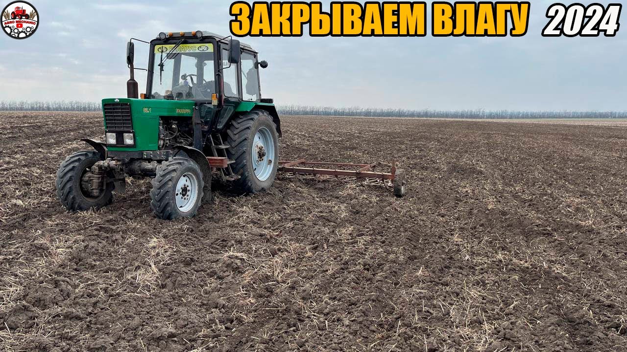 Закрываем влагу на пахоте на МТЗ 82.1 со сцепом тяжелых борон! Бороную там где много соломы на поле.