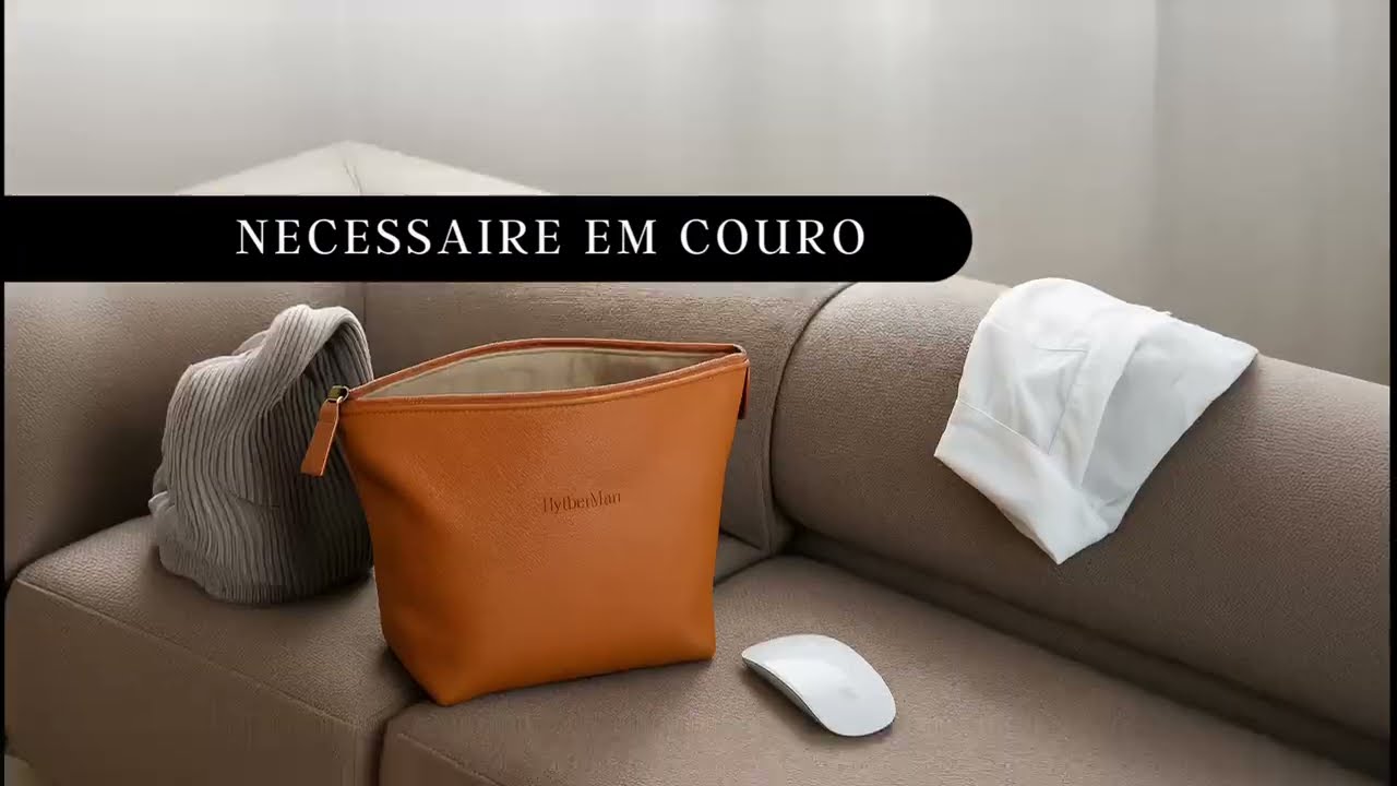 Necessaire Hylberman &ndash; Design triangular em couro leg&iacute;timo