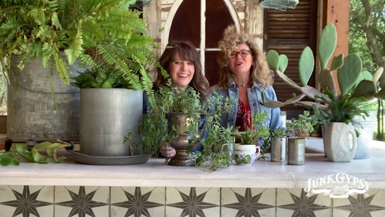 Welcome to the Junk Gypsy Home & Garden Show! Let’s pot some plants in found objects!