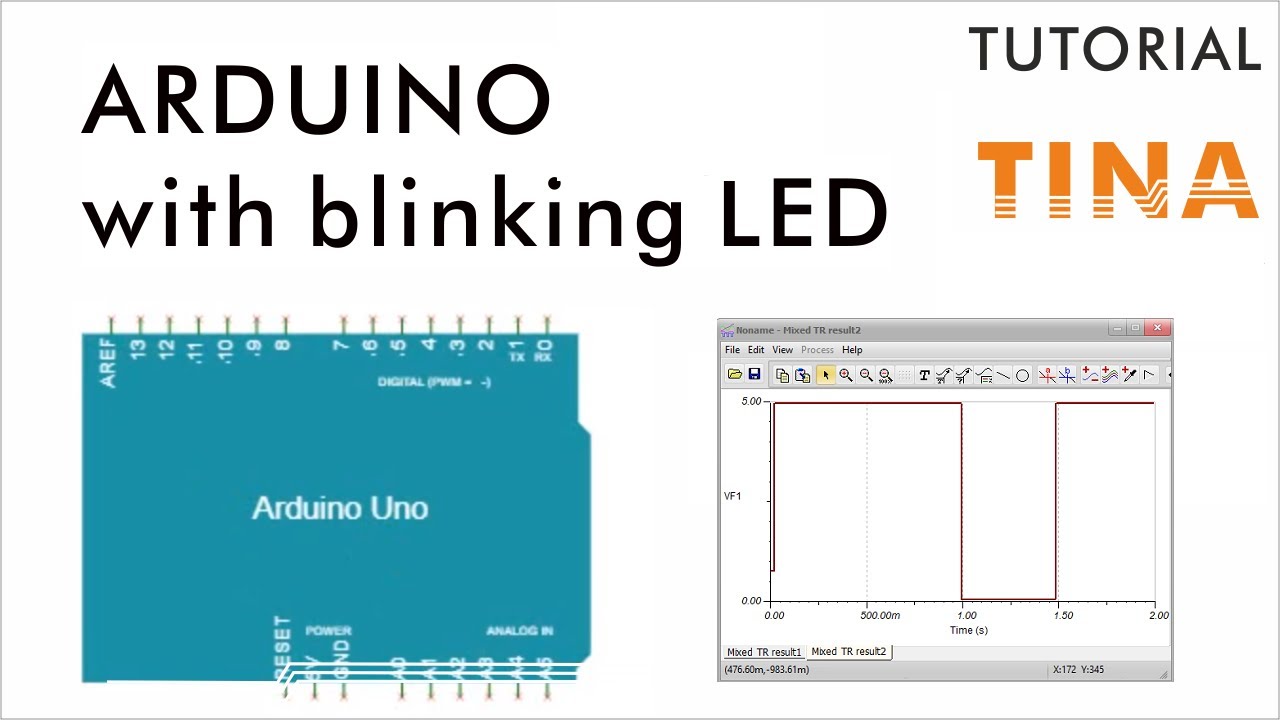 Arduino blinking LED simulation using TINA