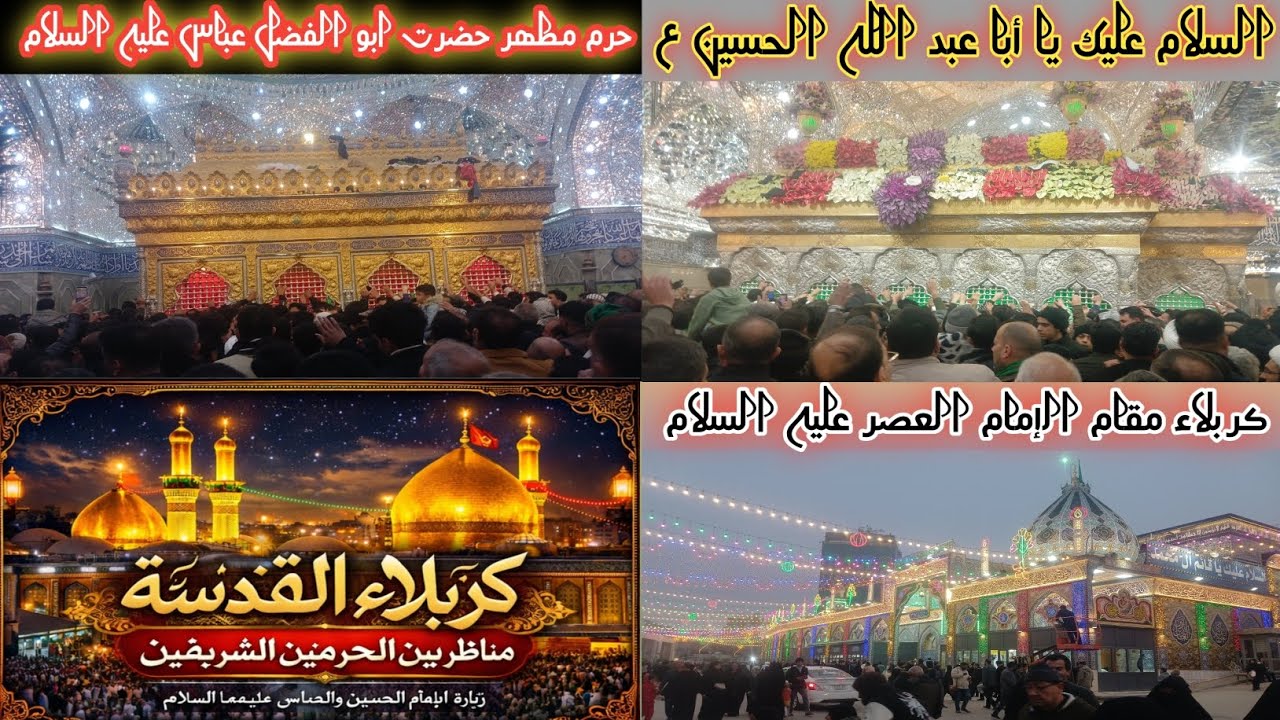 شاهدوا مناظر حرم الإمام الحسين وحرم أبي الفضل العباس ومقام الإمام العصر بين الحرمين في كربلاء.@#