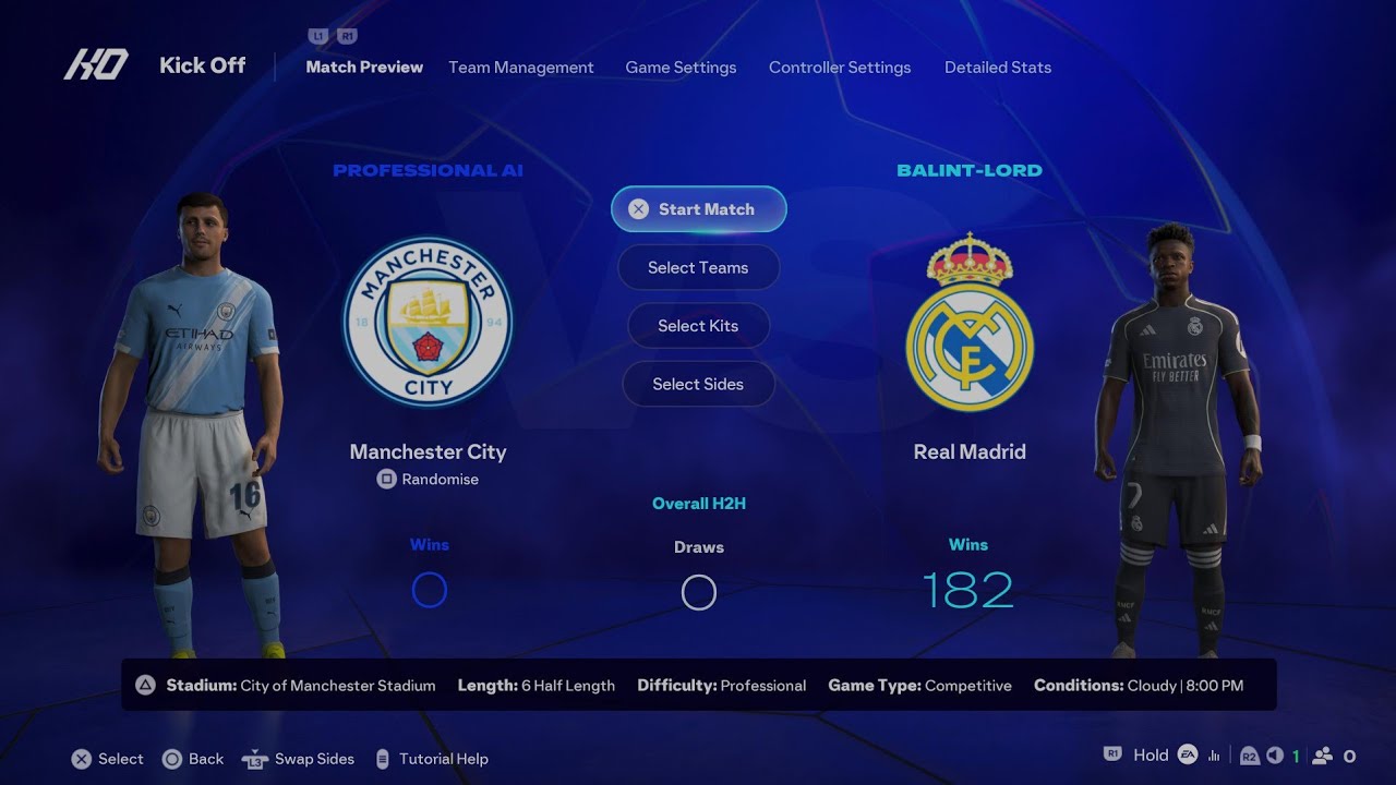 EA SPORTS FC 26 Manchester City-Real Madrid UEFA Champions League play off 1/8 full match 25/26 PS5