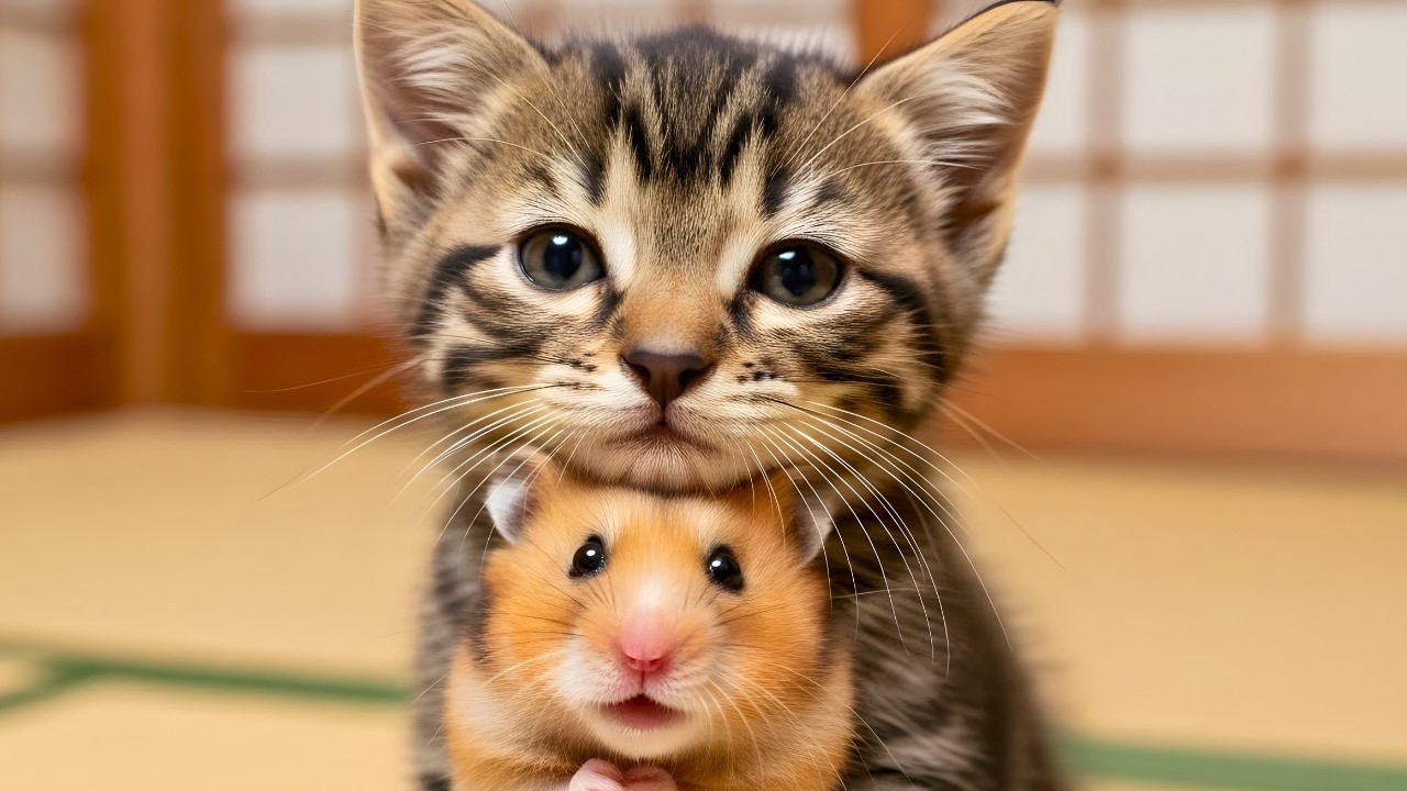 もふめし。/「会いたかった！」大好きなハムスターが大きくなって帰還！子猫の喜び｜Cute Hamster Reunion