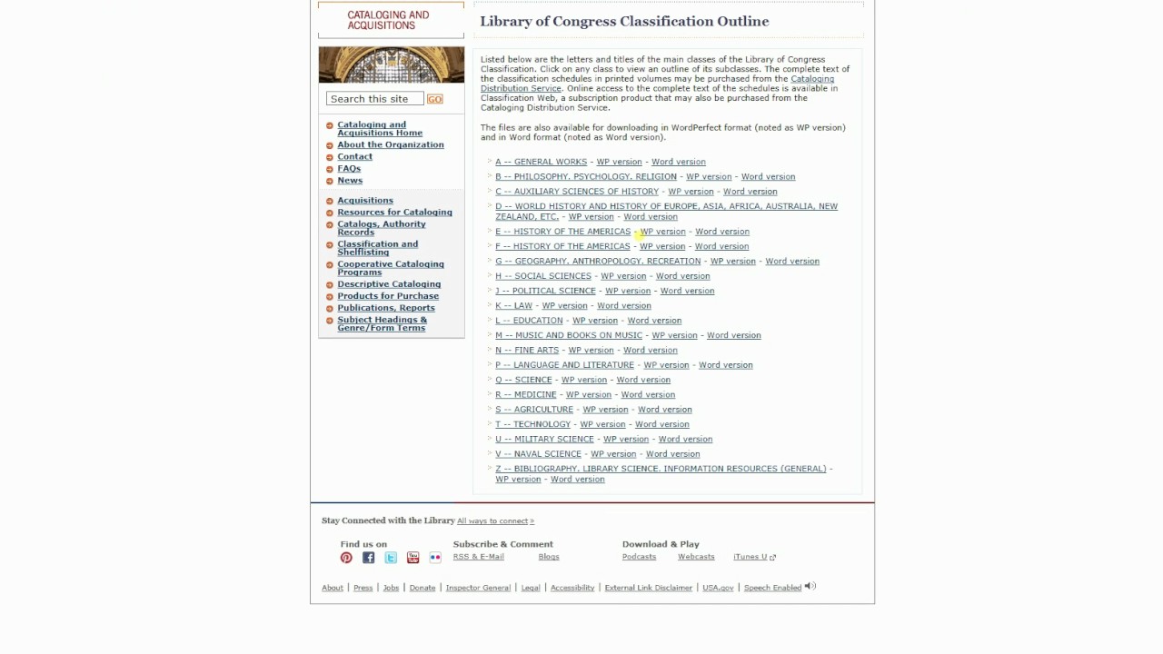 What is the library of Congress classification system?