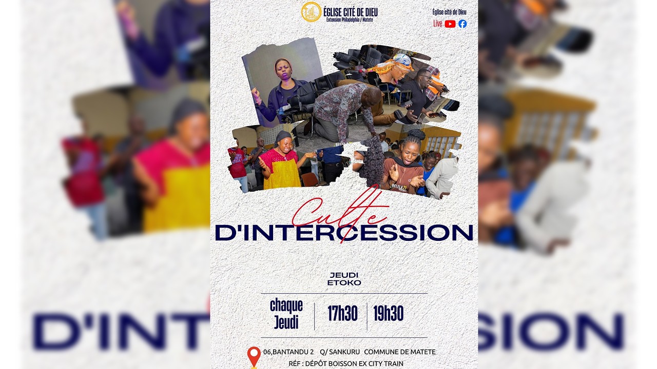 Culte d'intercession / Jeudi Elonga.   Jeudi 05 Février 2026.