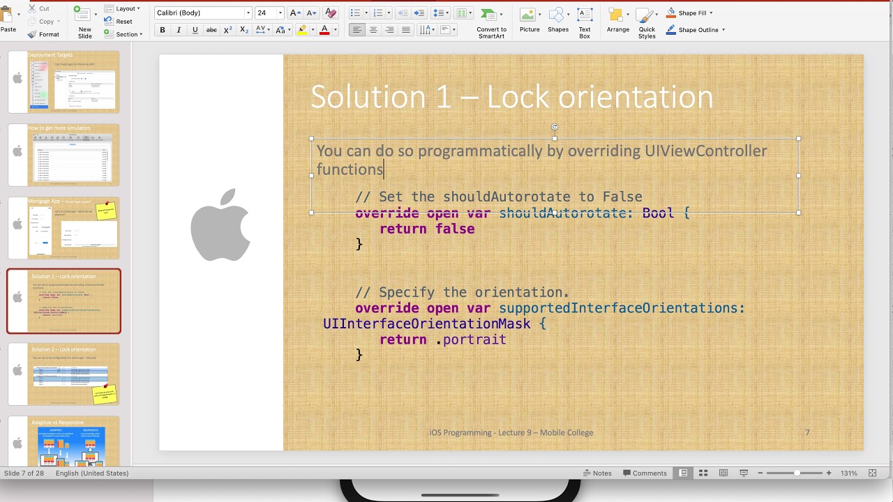 iOS Locking Orientations - Portrait or Landscape