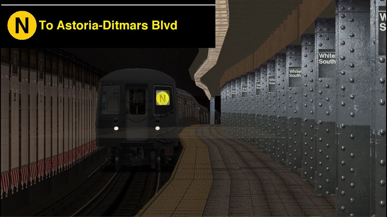 OpenBVE (N) Coney Island To Astoria-Ditmars Blvd (R68A)(Late Night)