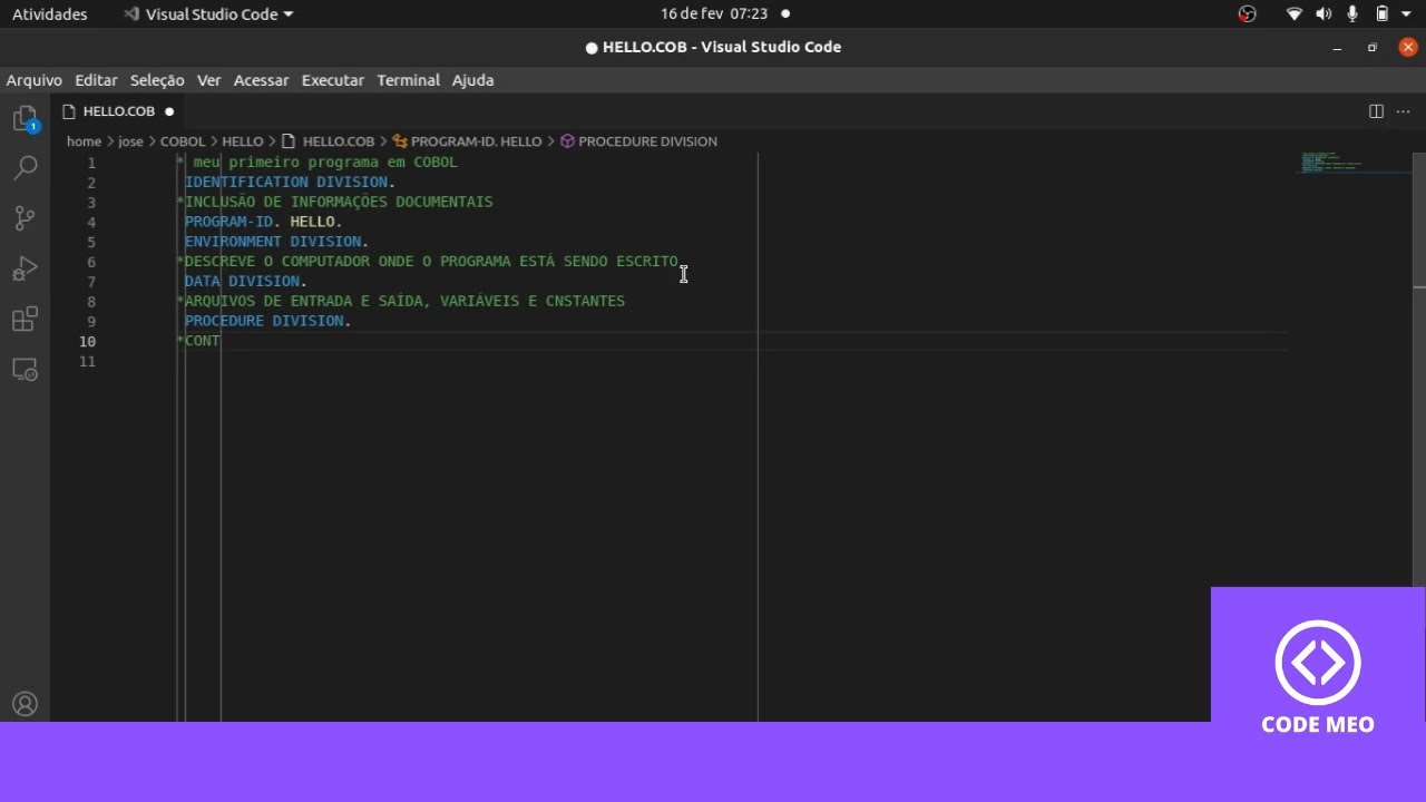 ✅#COBOL - brincando com a linguagem