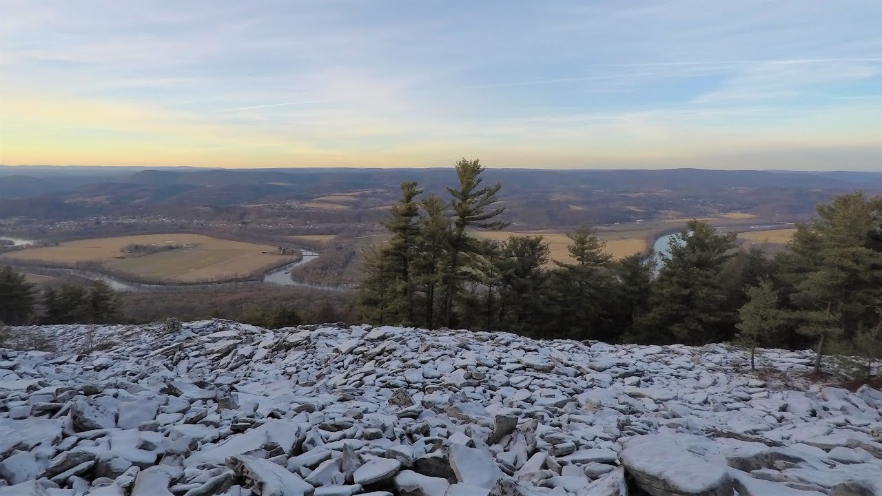 Sunny winter hike in Bald Eagle State Forest of Pennsylvania