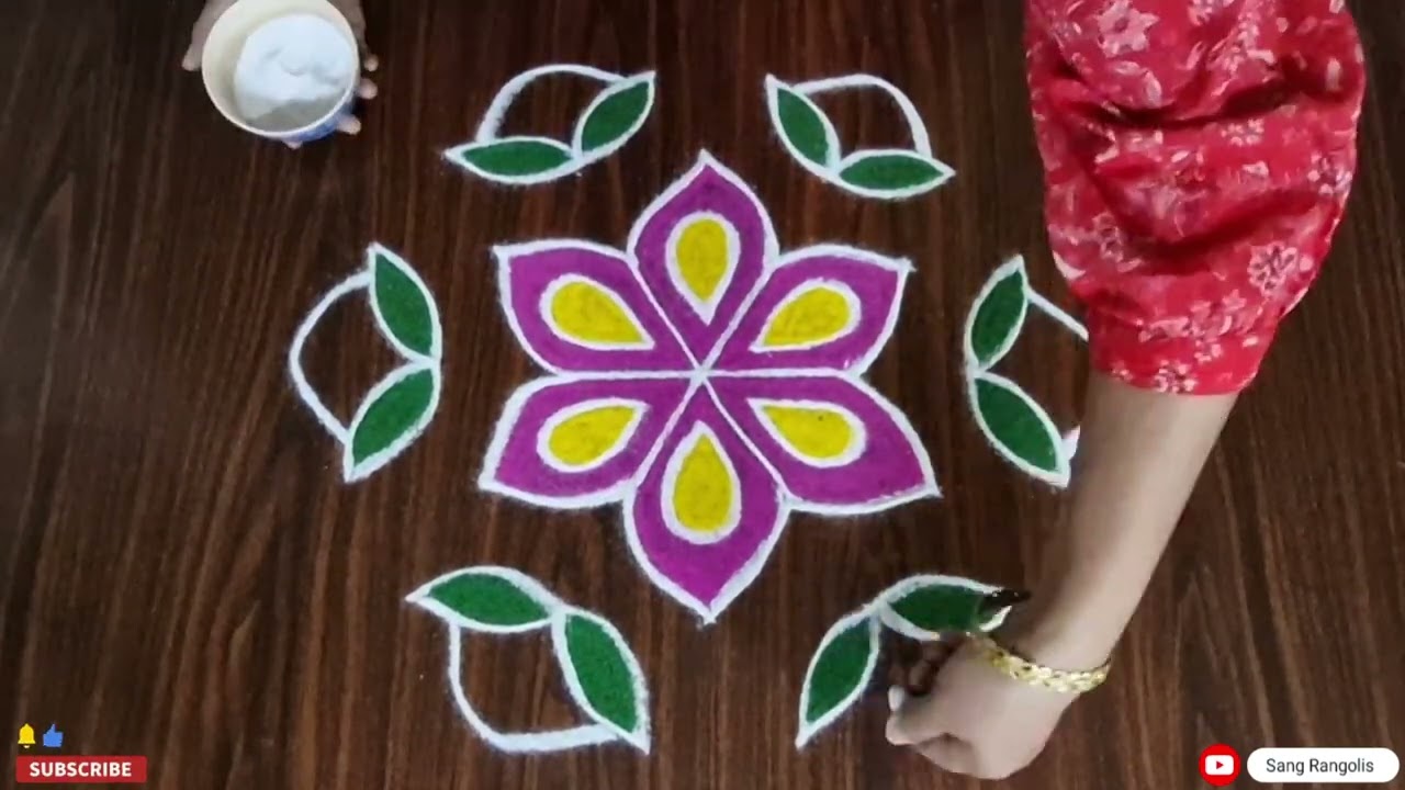 Festival Flower Rangoli Design festival muggulu kolam easy Rangoli design 