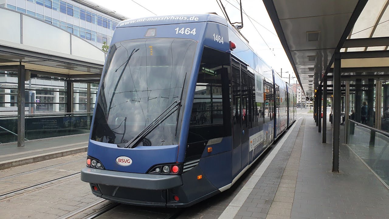 Straßenbahn Braunschweig Mitfahrt auf der Linie 1 von Braunschweig Hbf nach Braunschweig-Schloss
