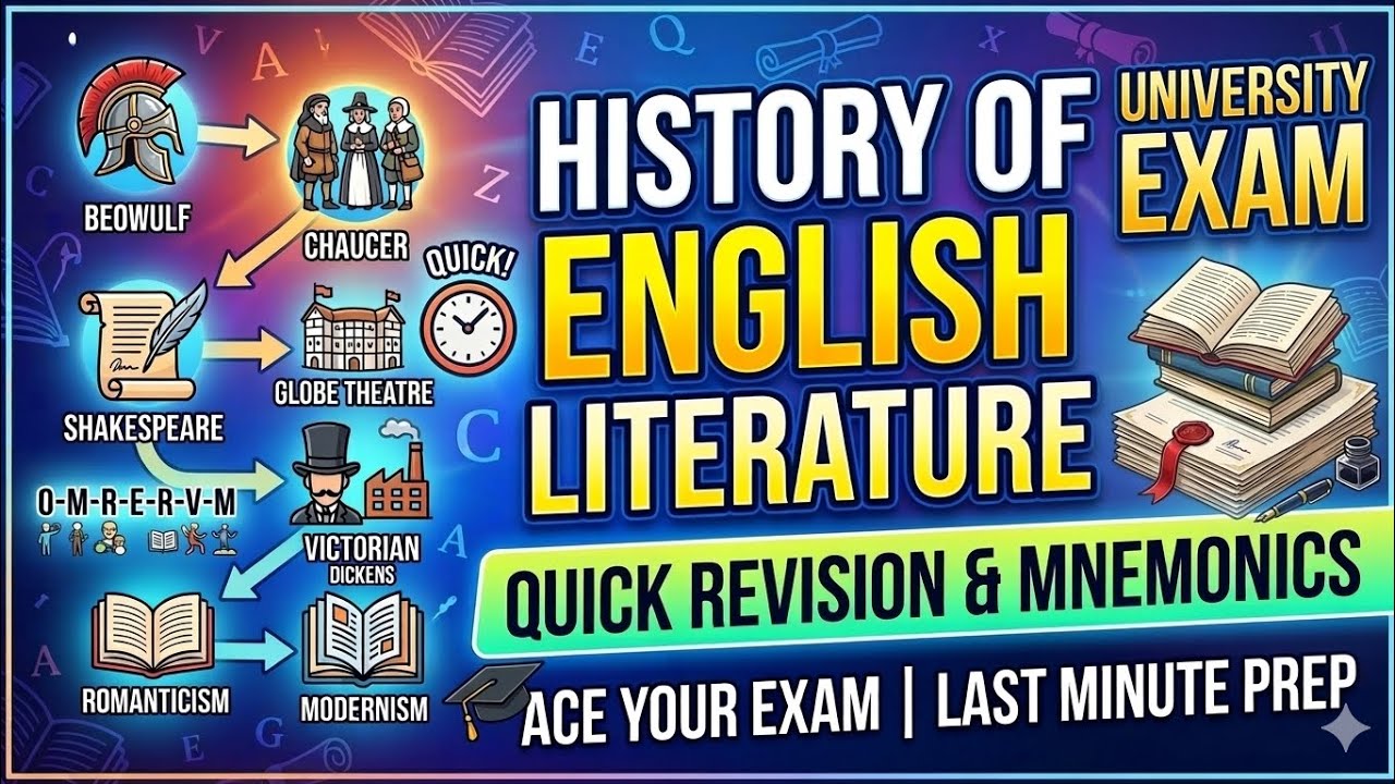 QUICK REVISION - THE HISTORY OF ENGLISH LITERATURE. Quick glance before university exam..#skmudumka 