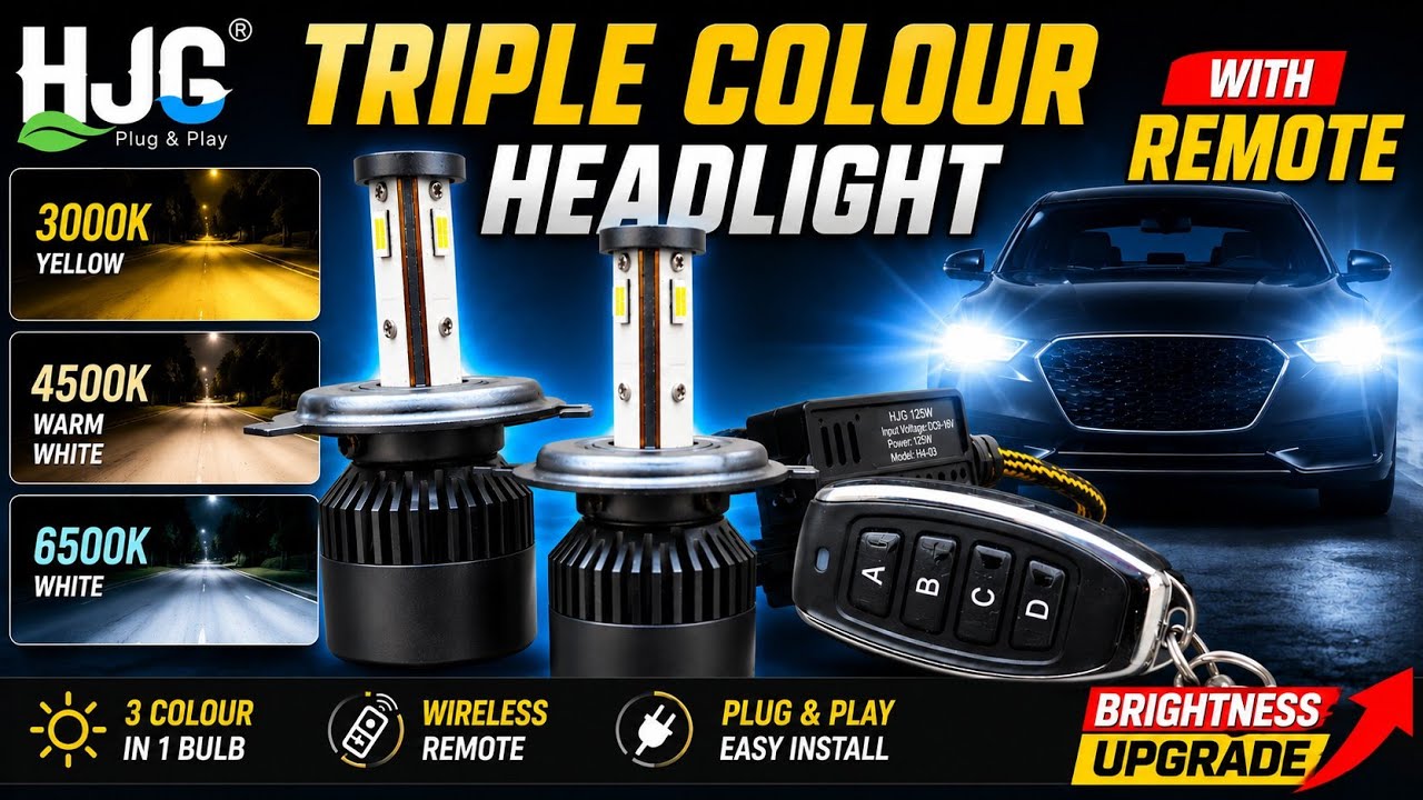 HJG remote headlight triple colour #ledheadlight #caraccessories #hjg 