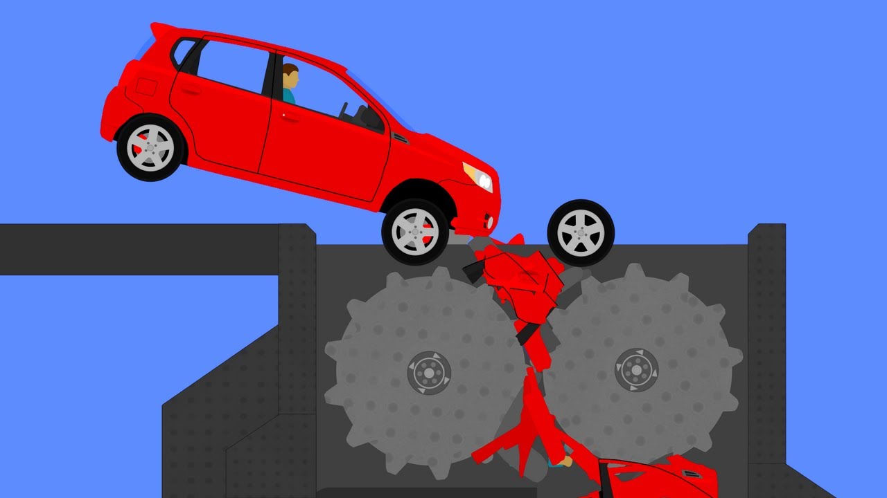 Cars vs Shredder #3 - Extreme car crashes - Crazy destruction in Algodoo