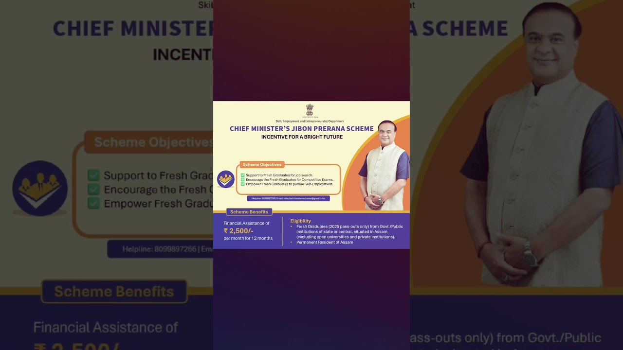 Assam Chief Minister Jibon Prerana Scheme | Assam Government Schemes  