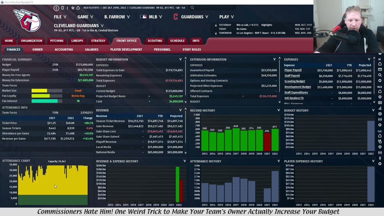 Tutorial: How to increase your team's budget in Out of the Park Baseball