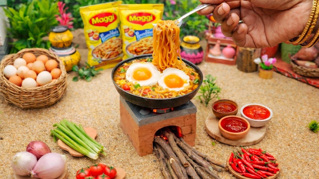 Miniature Egg Poach Maggie Noodles Recipe 🍜 | Noodle soup Recipe | Spicy 🔥 Noodles
