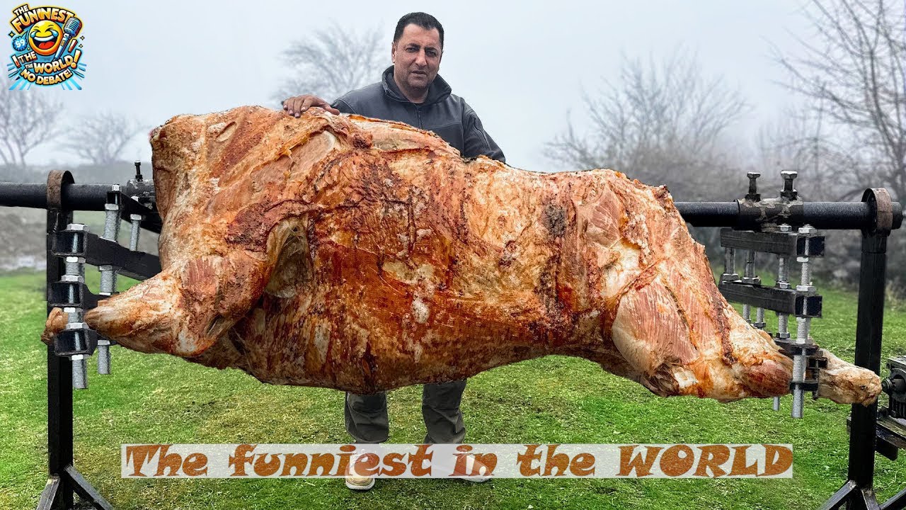 Roasting a Huge Bull on a Steel Spit! The Best Meat I've Tasted