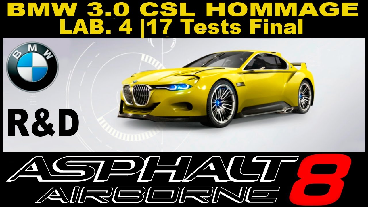 Asphalt 8: Airborne - R&D BMW 3.0 CSL Hommage Final (Lab. 4 | 17 tests)