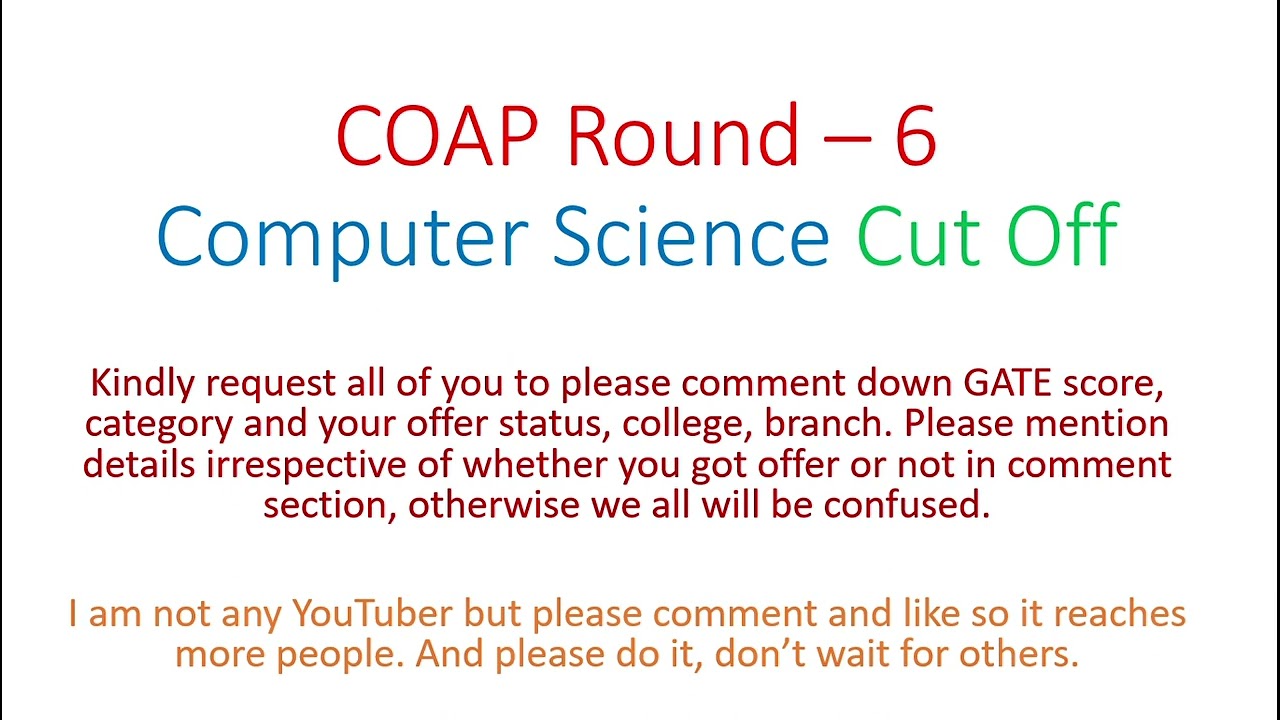 GATE 2023 COAP Round 6 Counselling Computer Science Cut Off