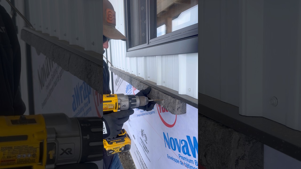 Installing the cap stone to start off the Evolve Stone wainscoting under the porch 👌🏽 #PostFrame