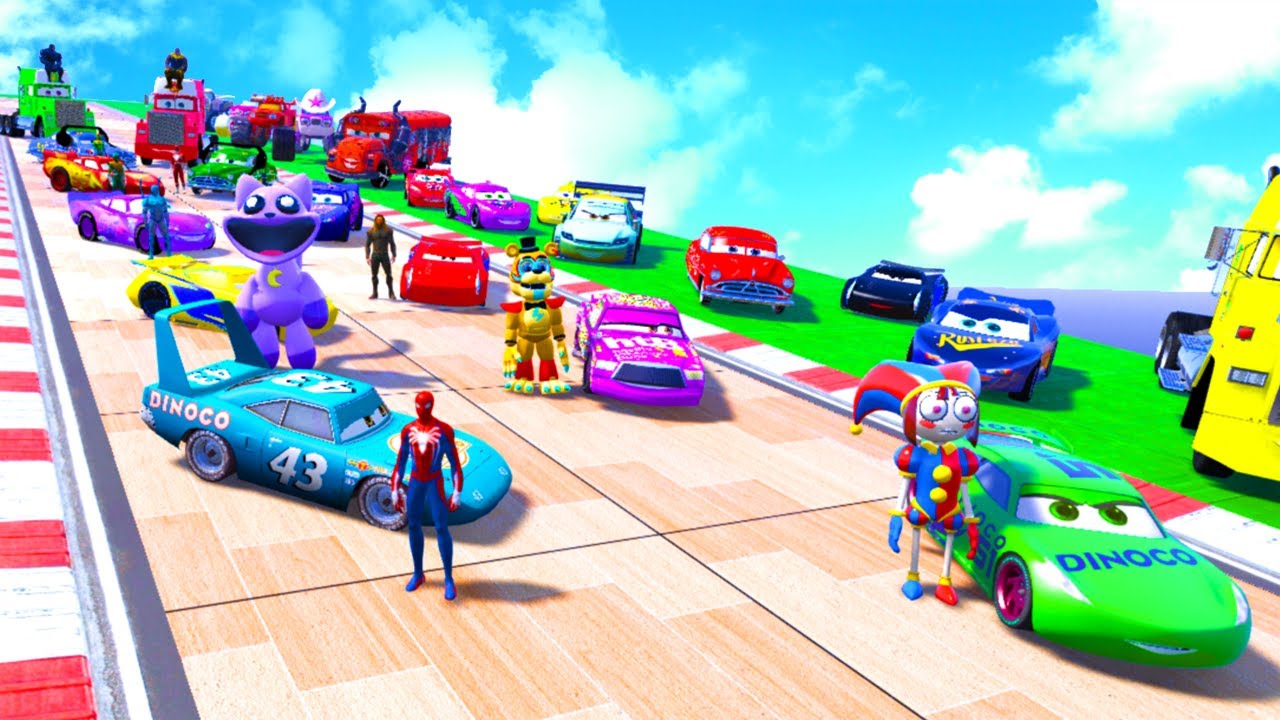 GTA V SPIDER-MAN 2, FIVE NIGHTS AT FREDDY'S, POPPY PLAYTIME CHAPTER 3 Join in Epic New Stunt Racing
