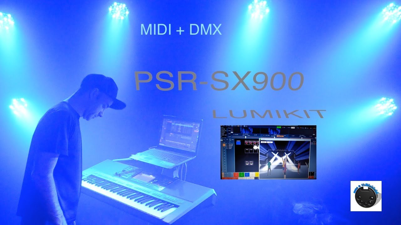 Yamaha Psr-SX900 controlando a luz DMX com o Lumikit Show